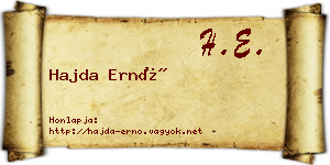 Hajda Ernő névjegykártya